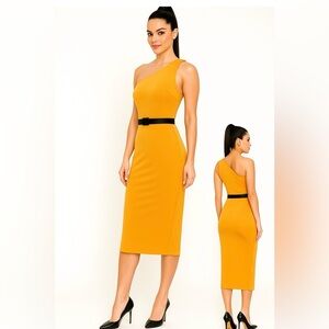 ANTONIO MELANI Orange Black One Shoulder Cocktail Dress